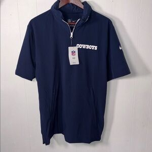 NEW NIKE Dallas Cowboys men's coaches short sleeve jacket navy/white Size Small